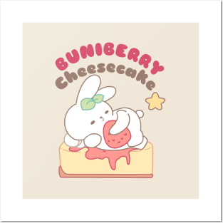 Cute bunny on Buniberry Cheesecake Posters and Art